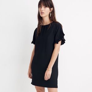 Madewell | Memento Ruffle-Sleeve Dress in Black